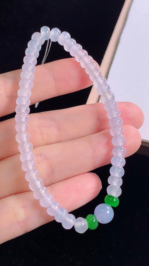 冰紫圆珠手链，尺寸:7.1-7.1mm 25