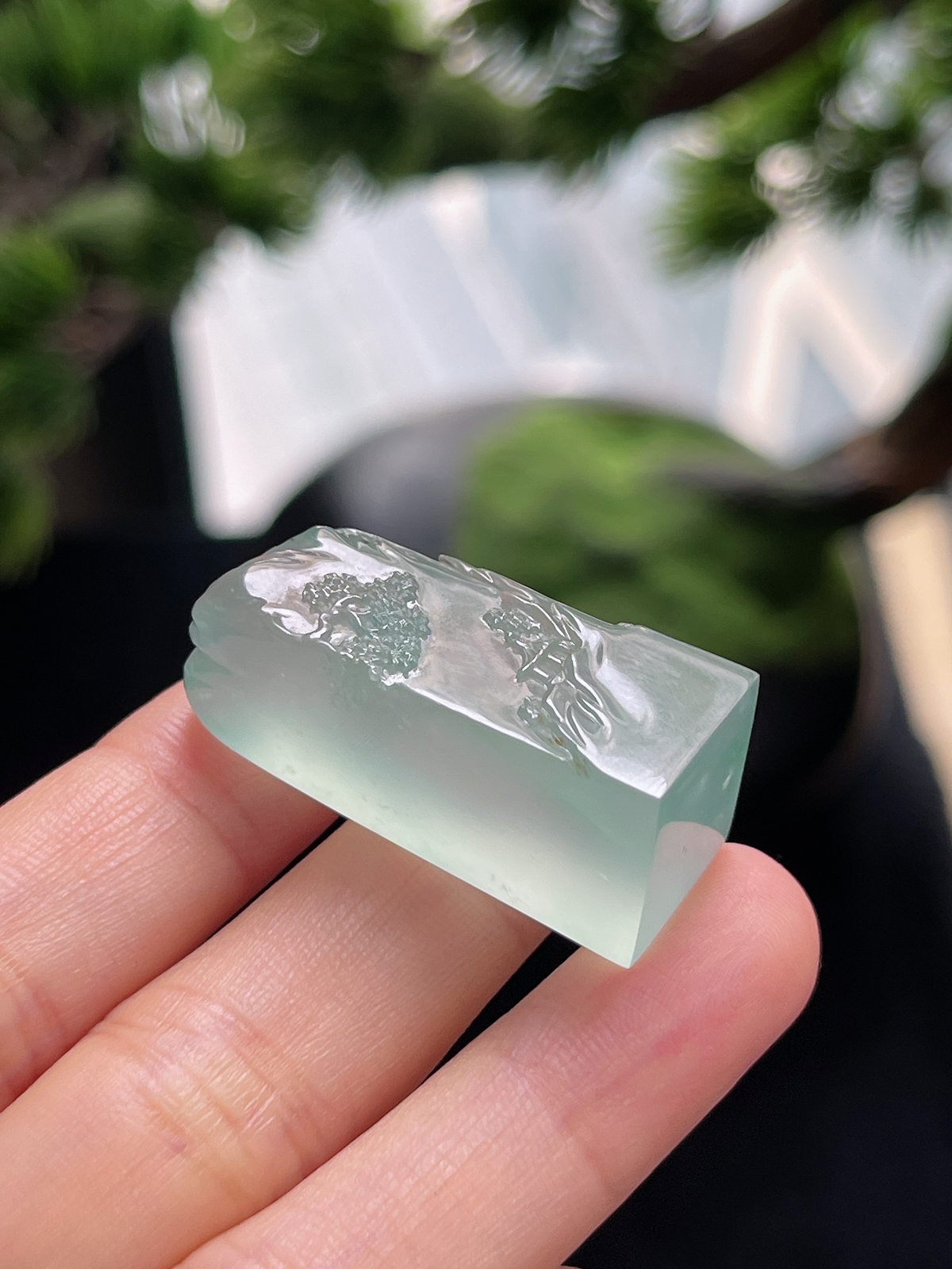 翡翠冰种山水印章