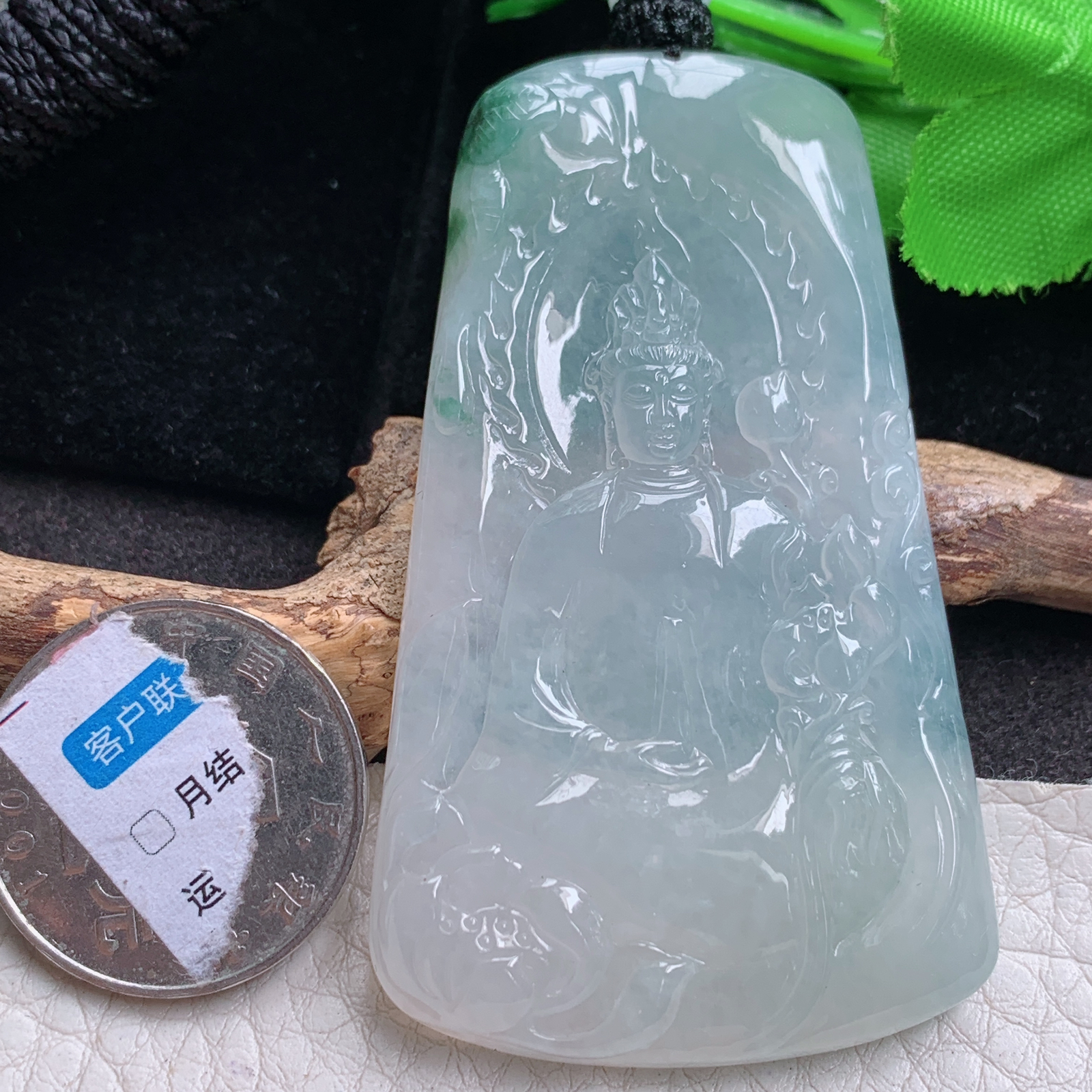 csy实拍66*39.87天然缅甸翡翠大势至观音菩萨吊坠
