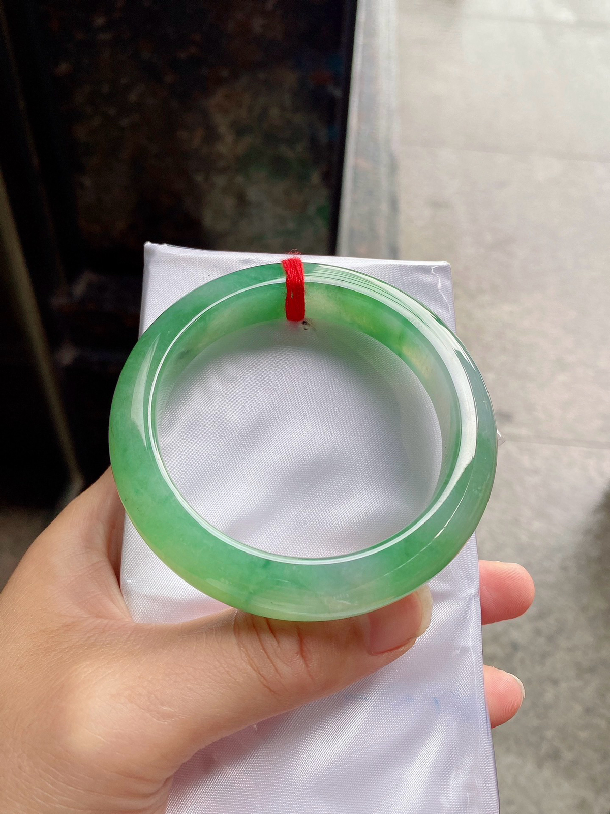 圈口58.5-12.5-9.8   【冰芙蓉绿正圈手镯】圈口58  59可戴  质地细腻   种水好