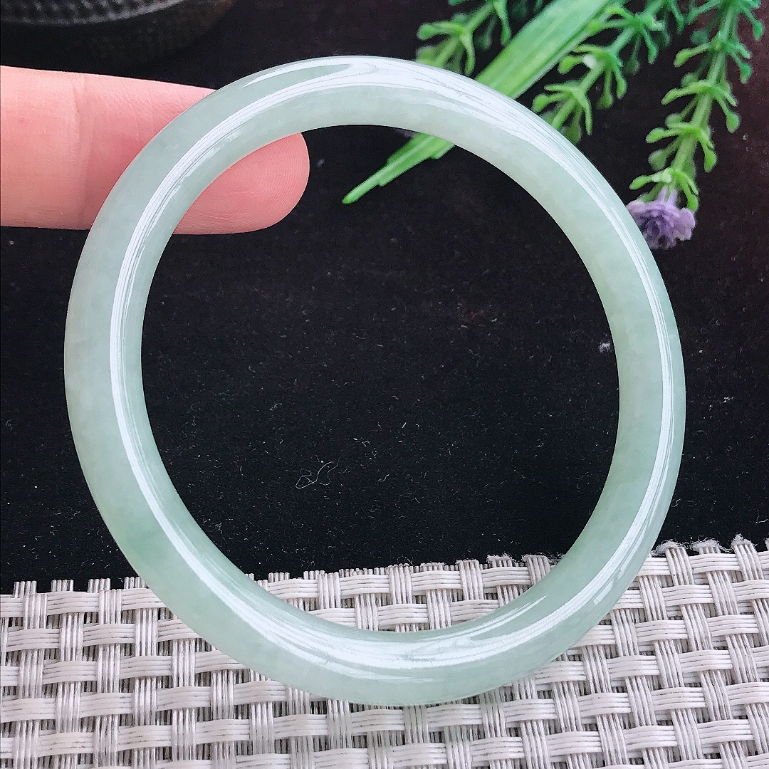 实拍A货翡翠57/7.7/7.8老坑秀气冰晴叮当镯平安镯手环