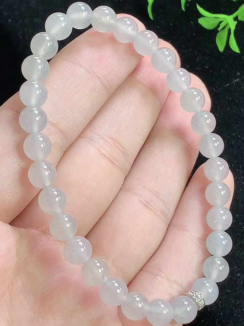 冰种玉珠手串，尺寸6.1mm，Q29lhd