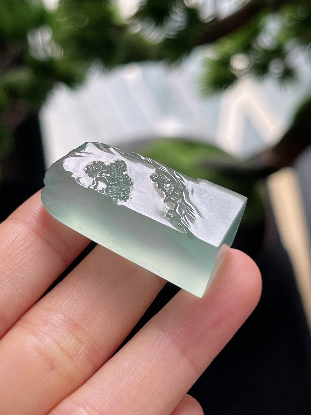 翡翠冰种山水印章