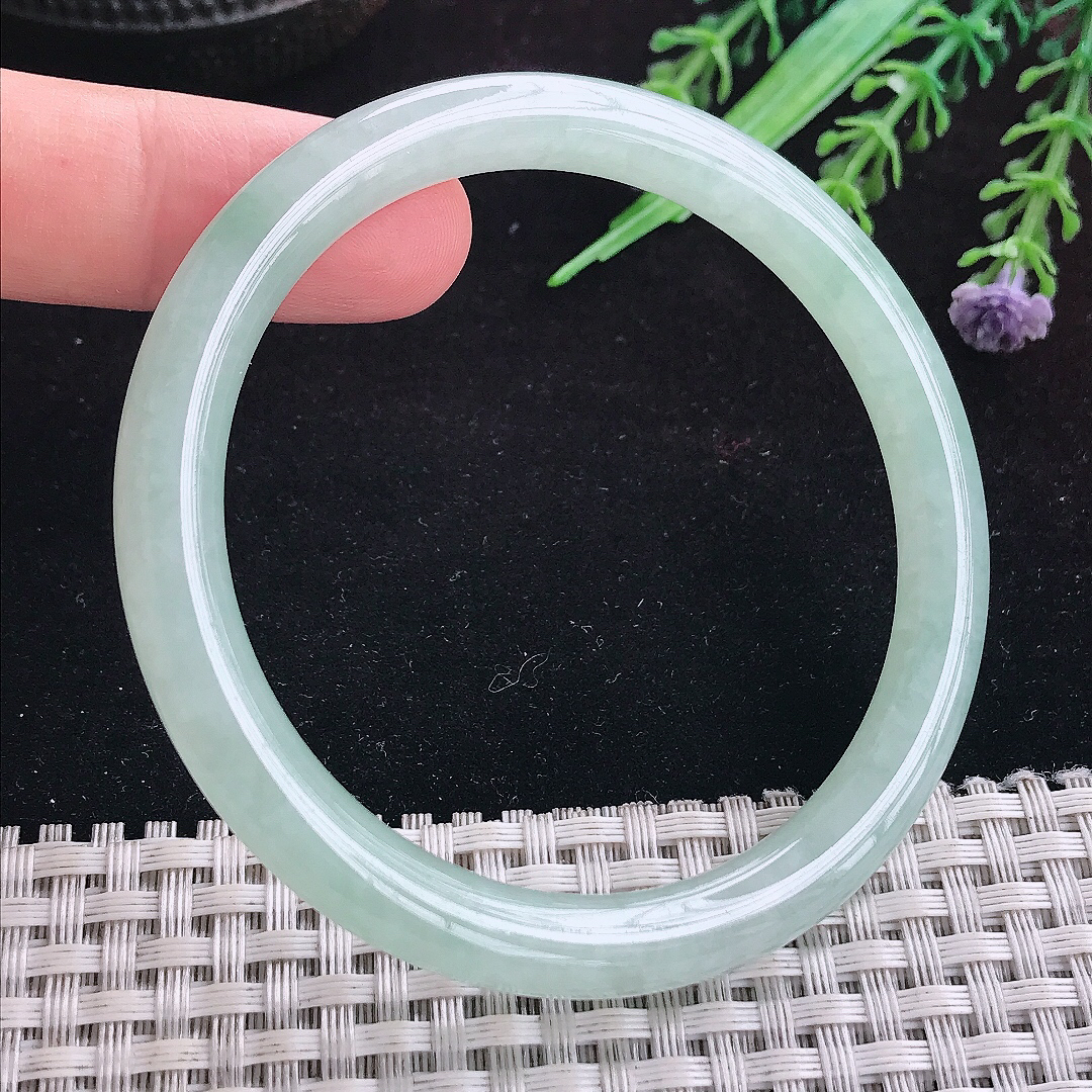 实拍A货翡翠57/7.7/7.8老坑秀气冰晴叮当镯平安镯手环