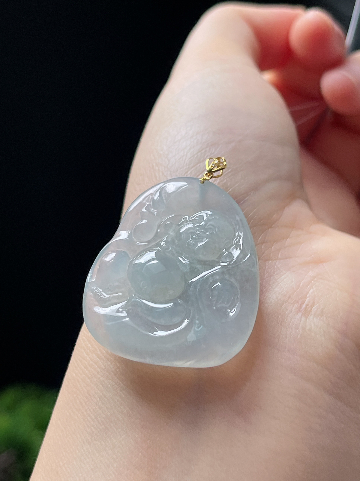 翡翠冰糯种白色佛挂件