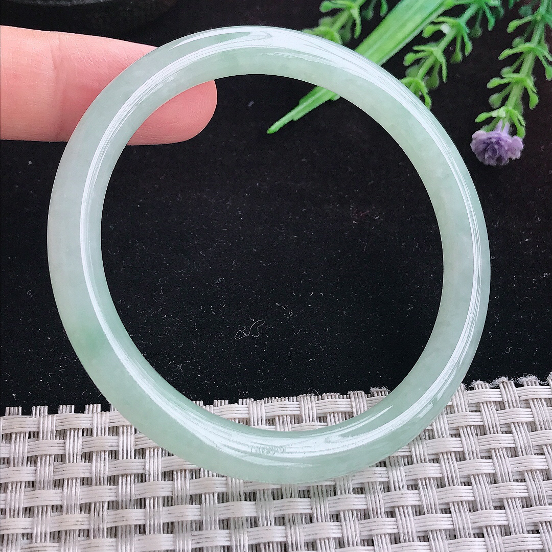 实拍A货翡翠57/7.7/7.8老坑秀气冰晴叮当镯平安镯手环