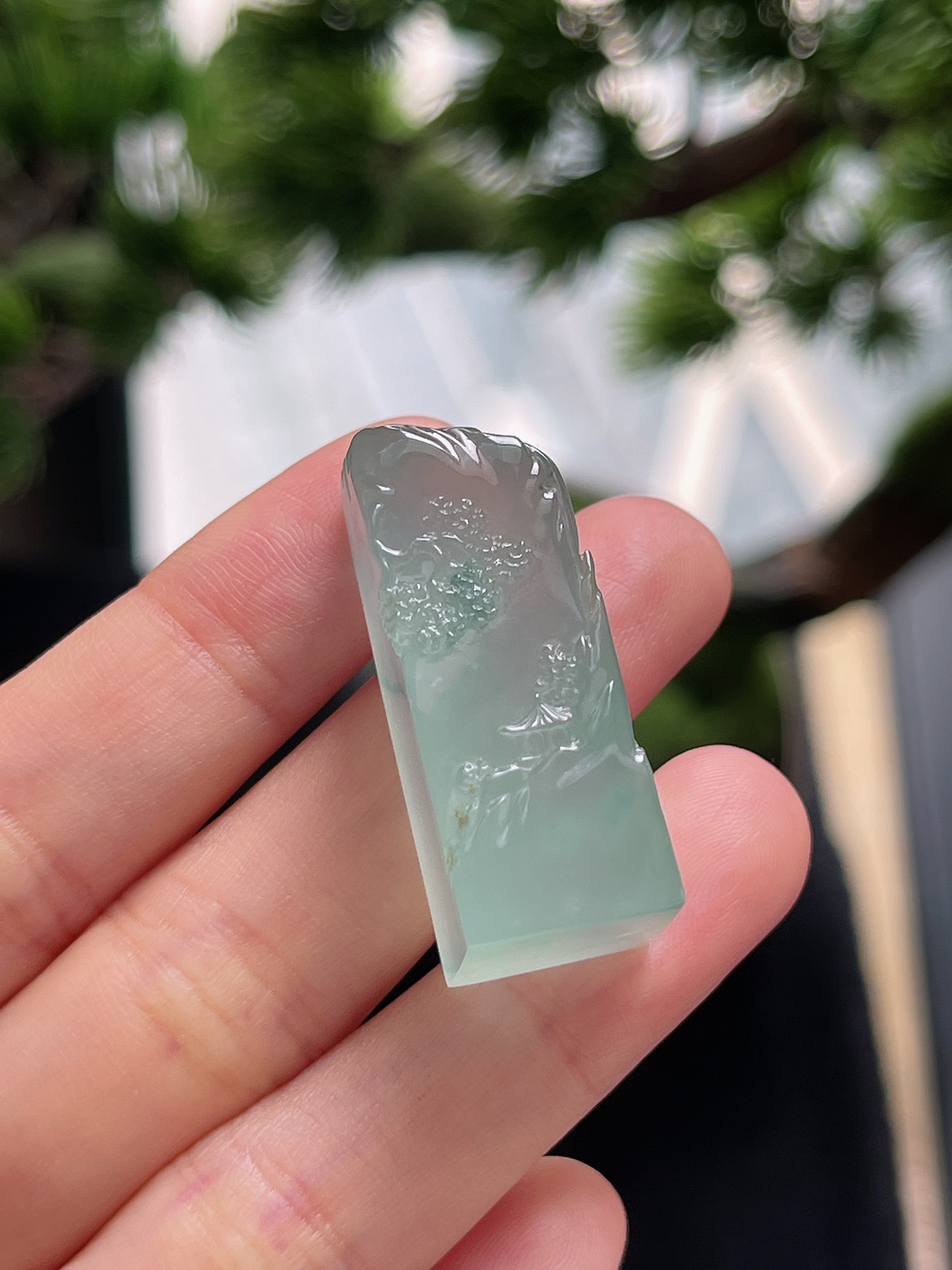 翡翠冰种山水印章