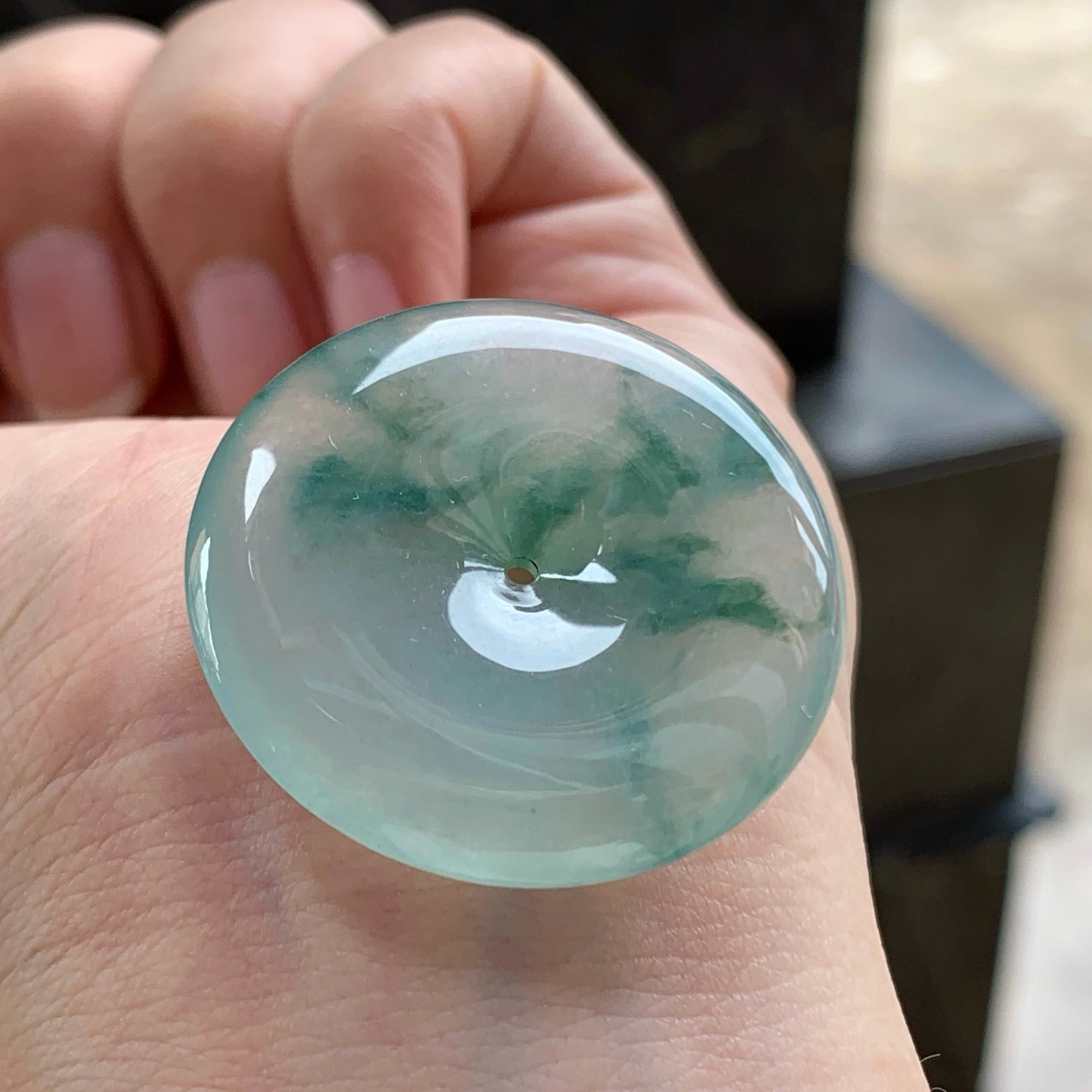 蓝花平安扣^_^鲜艳 尺寸32.6