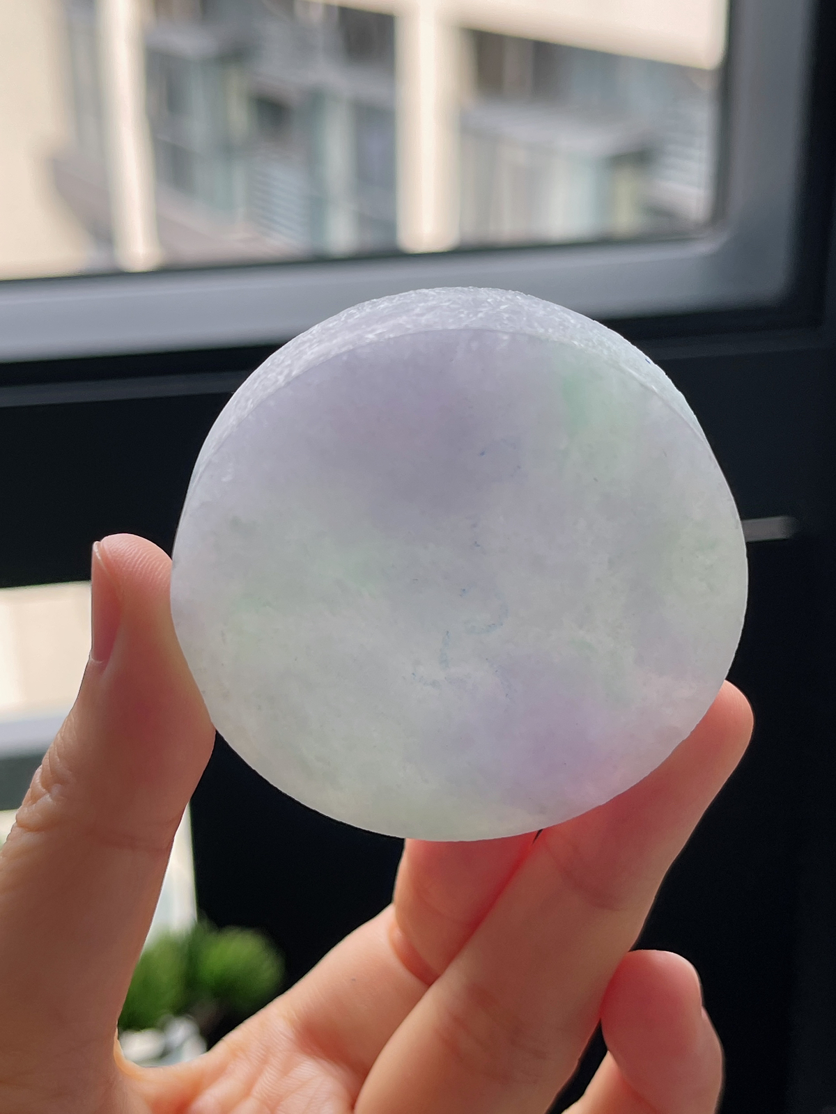 翡翠糯化种春带彩镯心