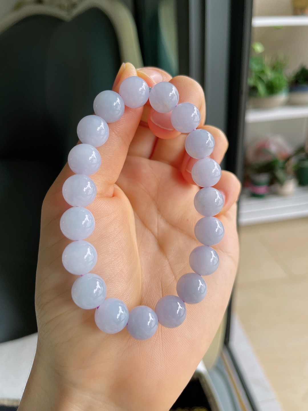 缅甸天然翡翠A货，冰种手链，尺寸：10mm。【编4098】