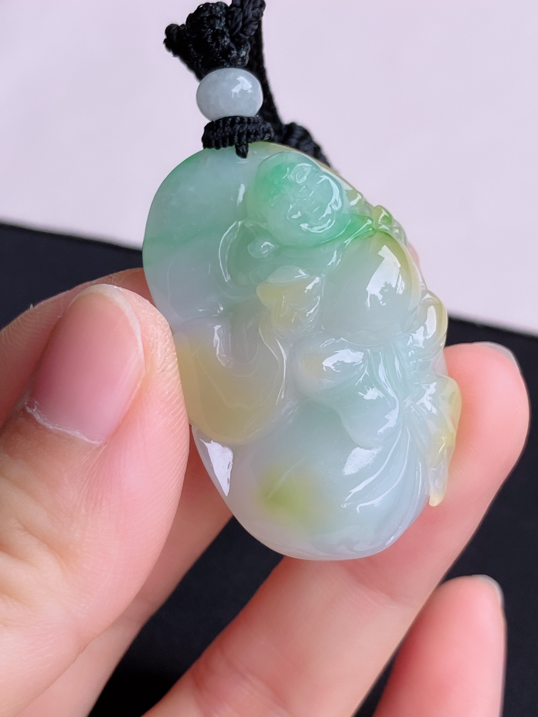 ️三彩布袋佛，饱满大气。尺寸43/26.5/13/自然光实拍