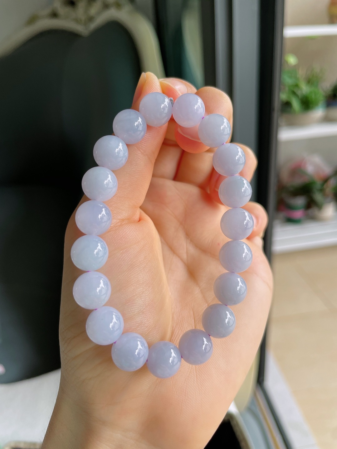 缅甸天然翡翠A货，冰种手链，尺寸：10mm。【编4098】