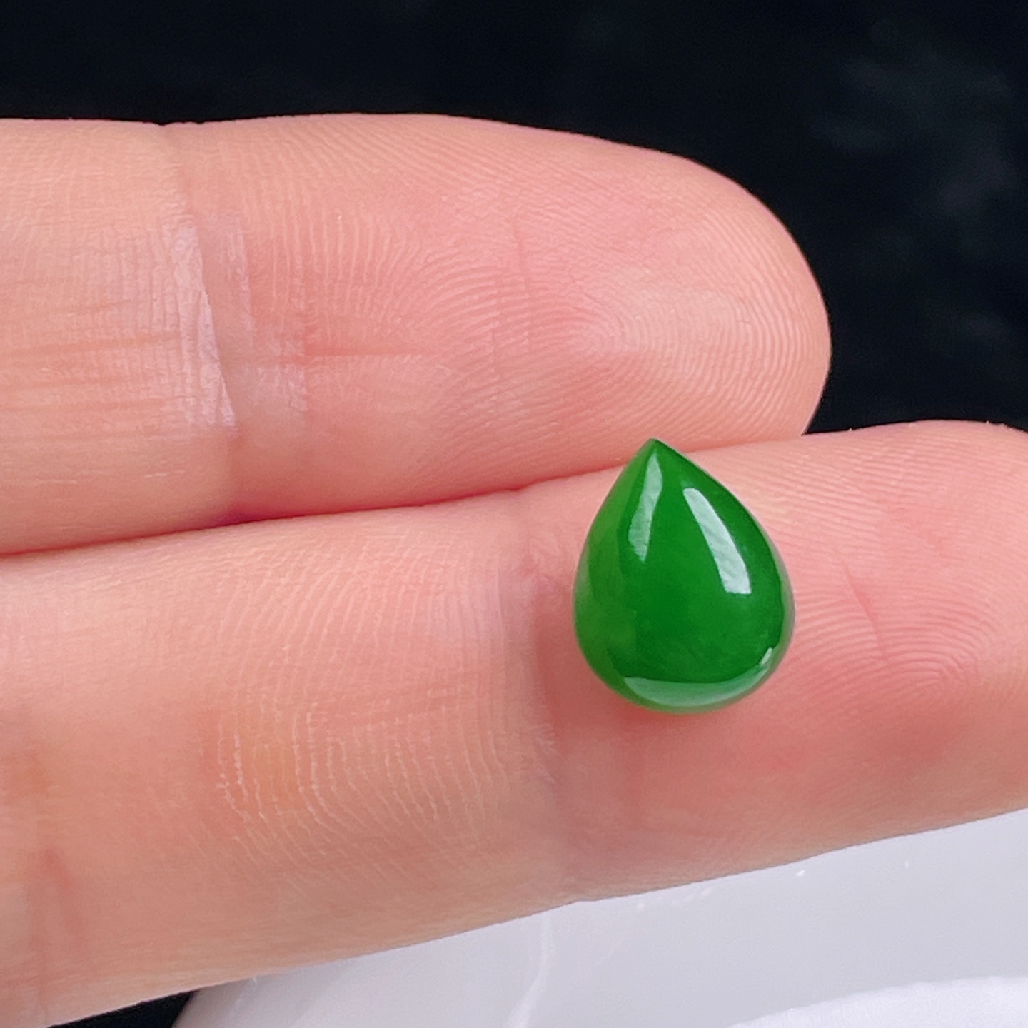 ️辣绿戒面，老种起光，细底通透，尺寸：10.3/8.2/4.3mm0730