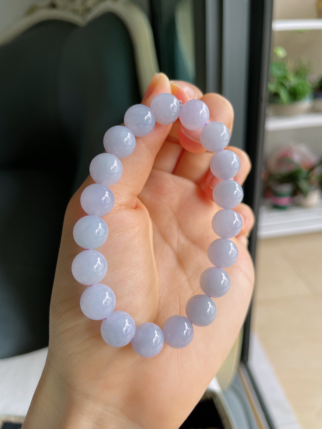 缅甸天然翡翠A货，冰种手链，尺寸：10mm。【编4098】