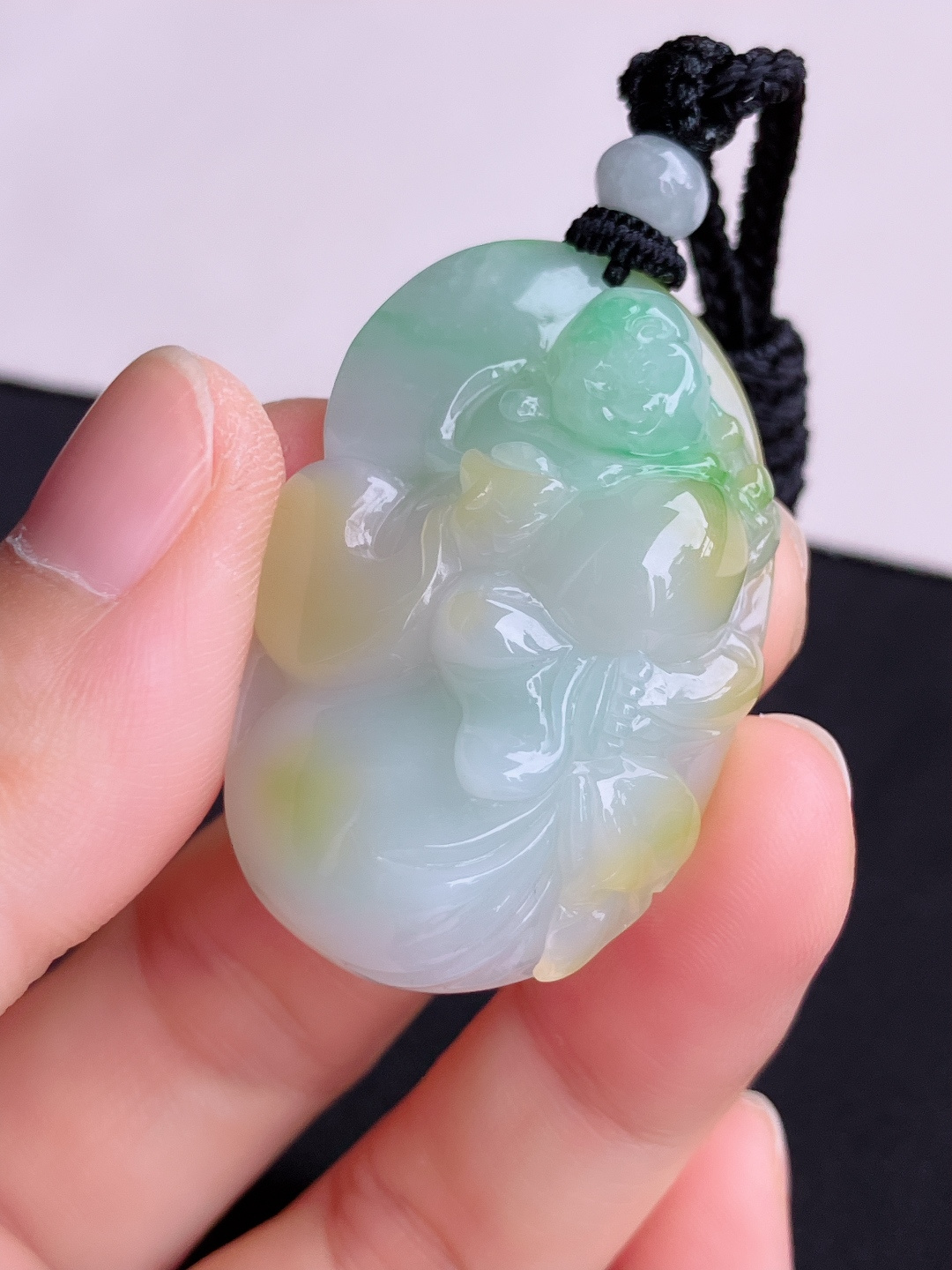 ️三彩布袋佛，饱满大气。尺寸43/26.5/13/自然光实拍