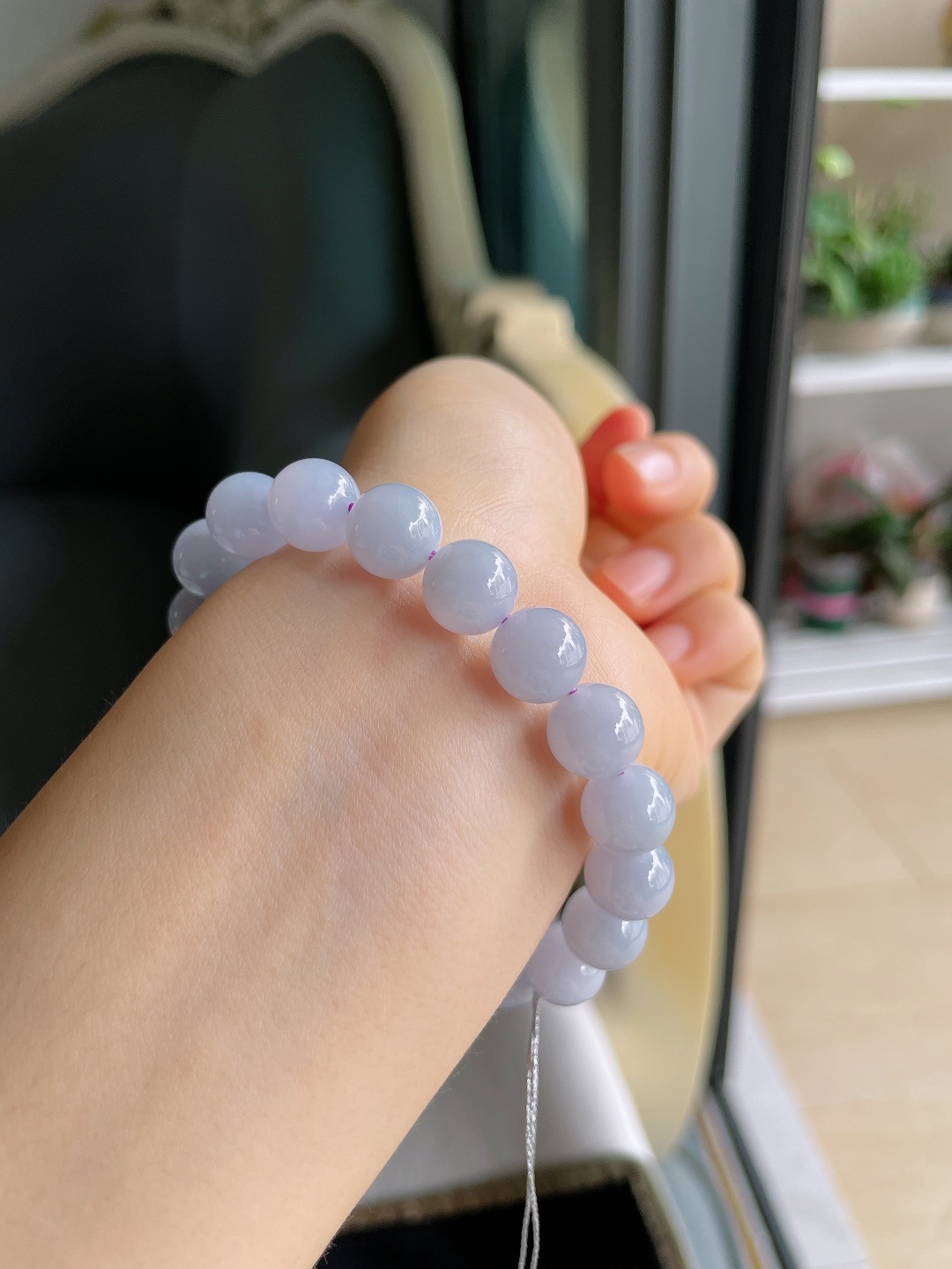 缅甸天然翡翠A货，冰种手链，尺寸：10mm。【编4098】