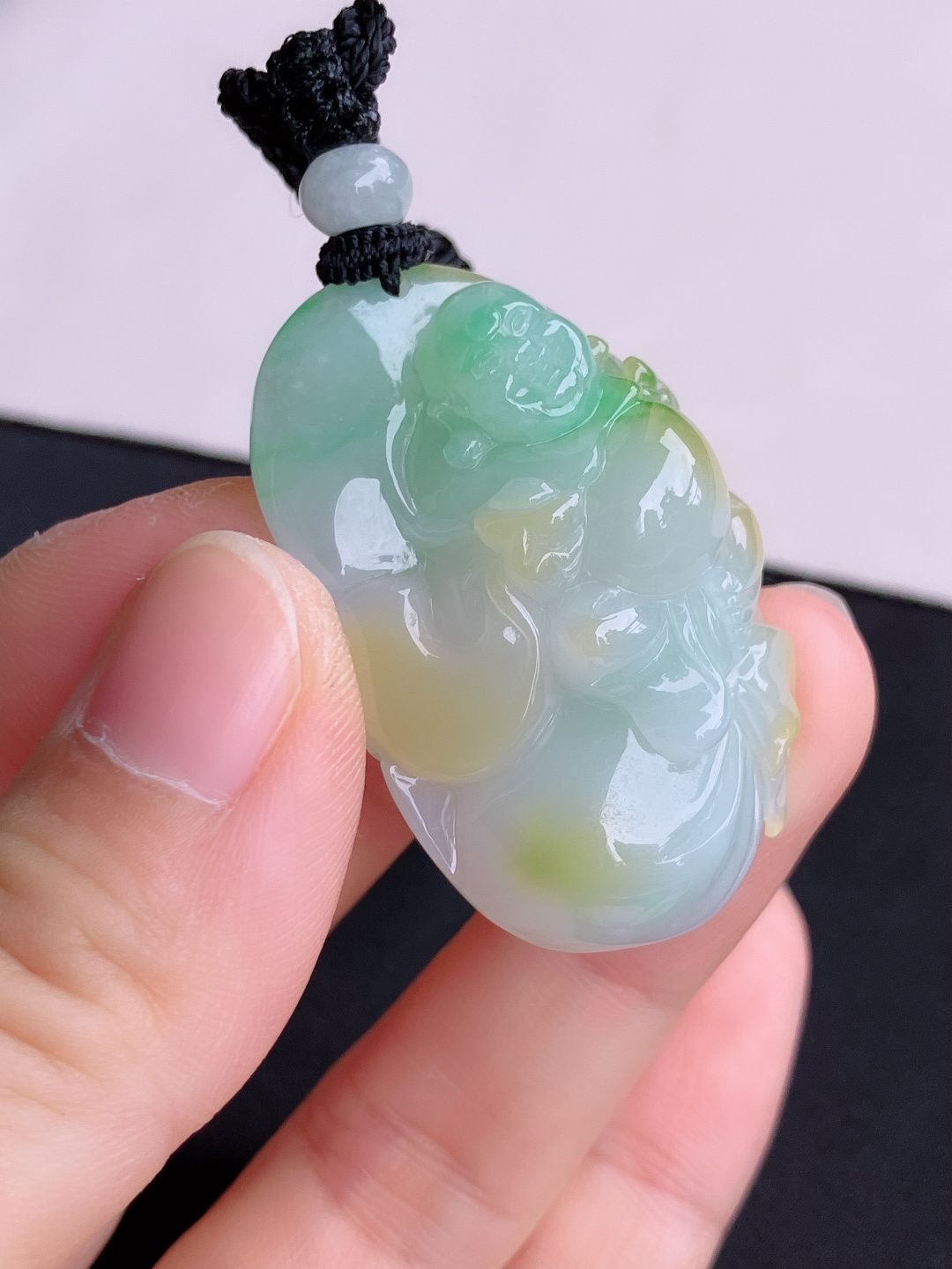 ️三彩布袋佛，饱满大气。尺寸43/26.5/13/自然光实拍
