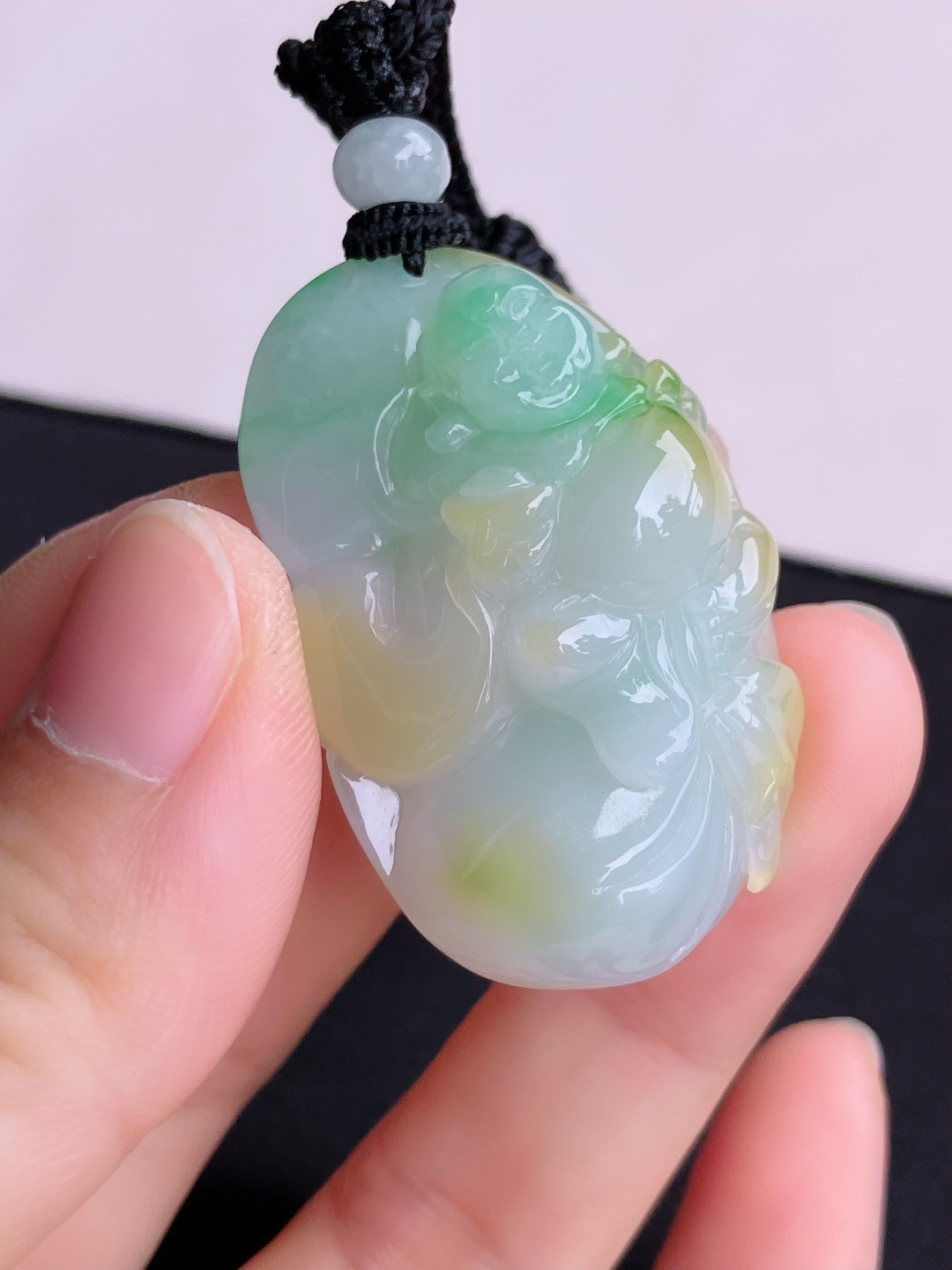 ️三彩布袋佛，饱满大气。尺寸43/26.5/13/自然光实拍
