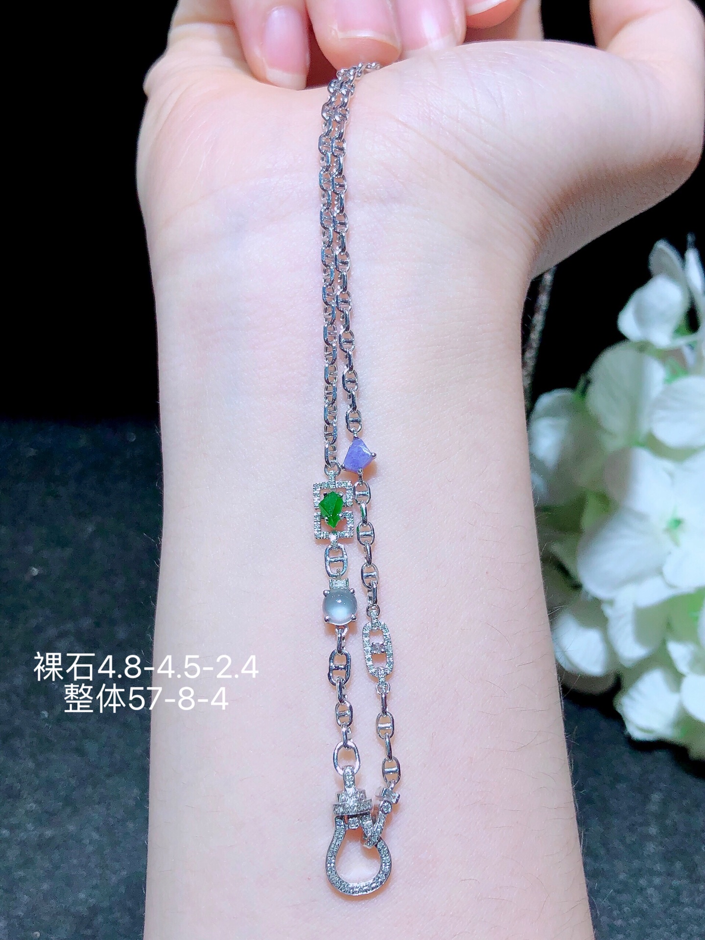 18K金镶 多宝蛋面随形锁骨链  水润色艳 品相饱满 苹果拍摄，实物更好看