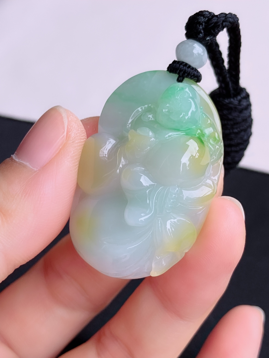 ️三彩布袋佛，饱满大气。尺寸43/26.5/13/自然光实拍