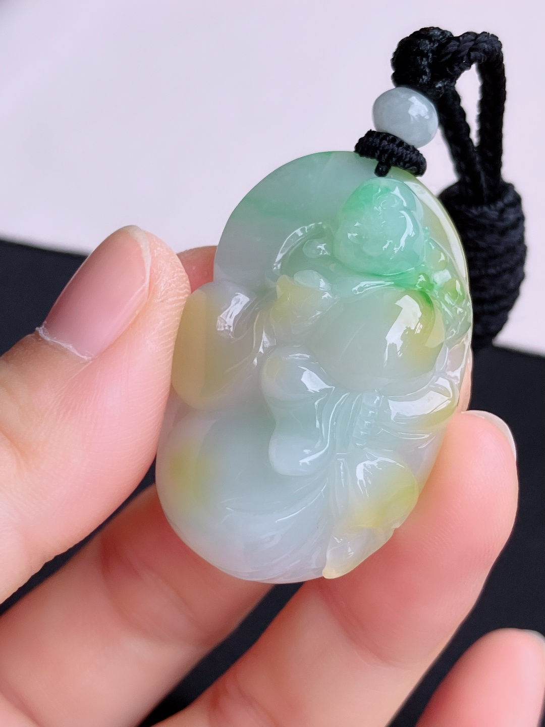 ️三彩布袋佛，饱满大气。尺寸43/26.5/13/自然光实拍