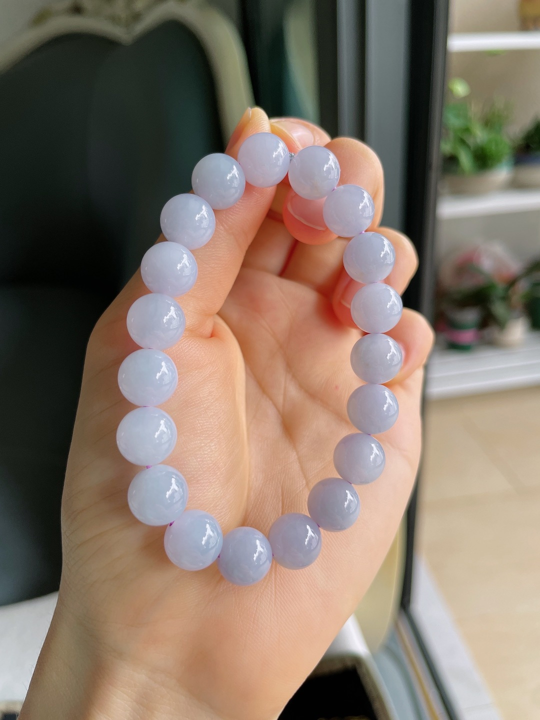 ️，缅甸天然翡翠A货，冰紫罗兰手串，尺寸：10mm。【编4098】