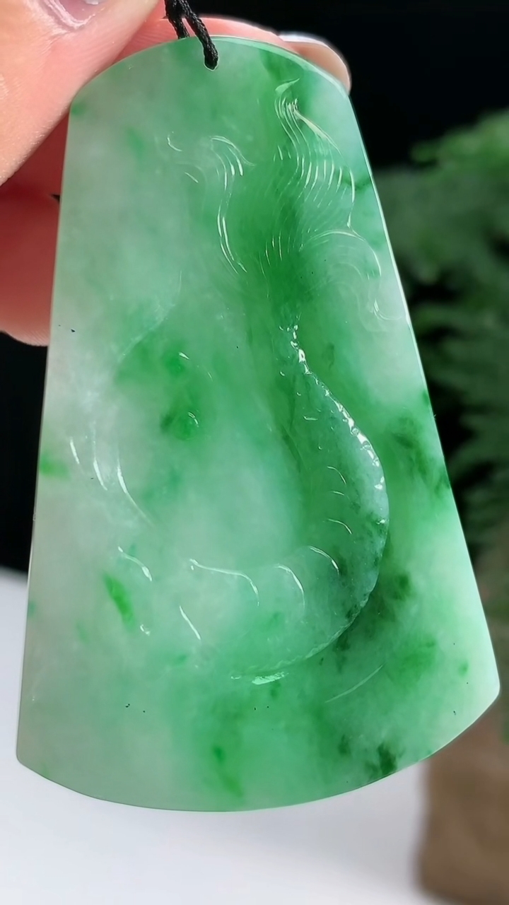 天然A货翡翠龙牌吊坠，尺寸58.2-38-8 重量:30.18g
8月13日