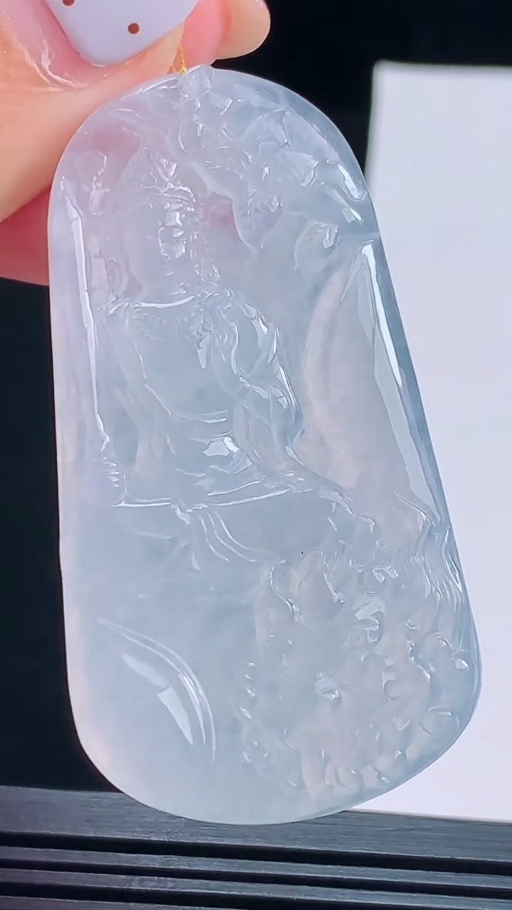 天然A货翡翠文殊菩萨吊坠，尺寸57-30-5，重量:20.32g
8月17日