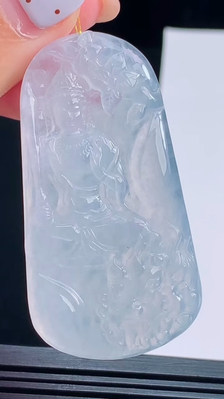 天然A货翡翠文殊菩萨吊坠，尺寸57-30-5，重量:20.32g
8月17日