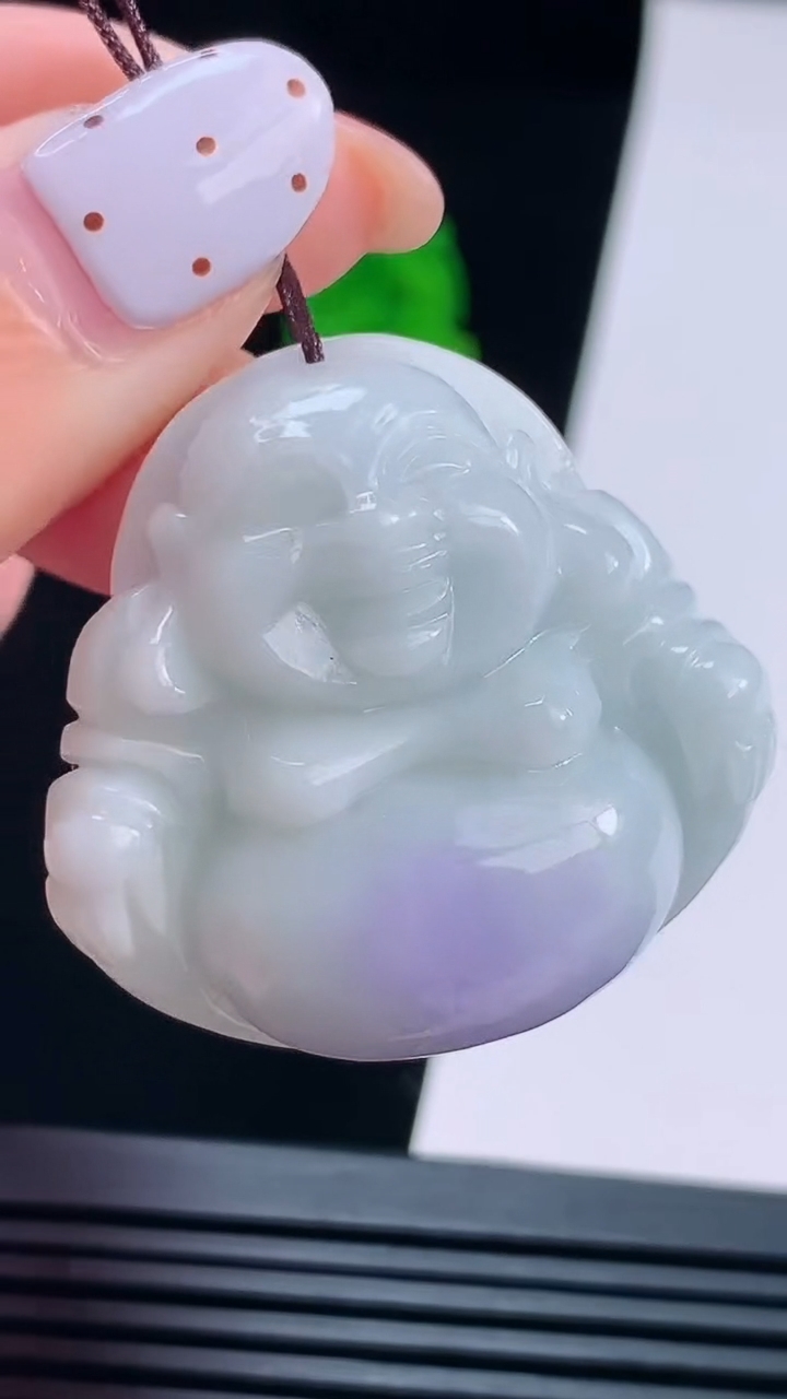 天然A货翡翠紫罗兰佛公吊坠，尺寸34-35.5-12.2 重量:22.24g
8月21日