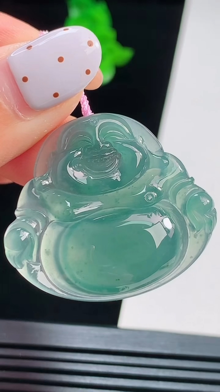 天然A货翡翠佛公吊坠，尺寸30-34.5-4.5，重量:6.86g
8月21日