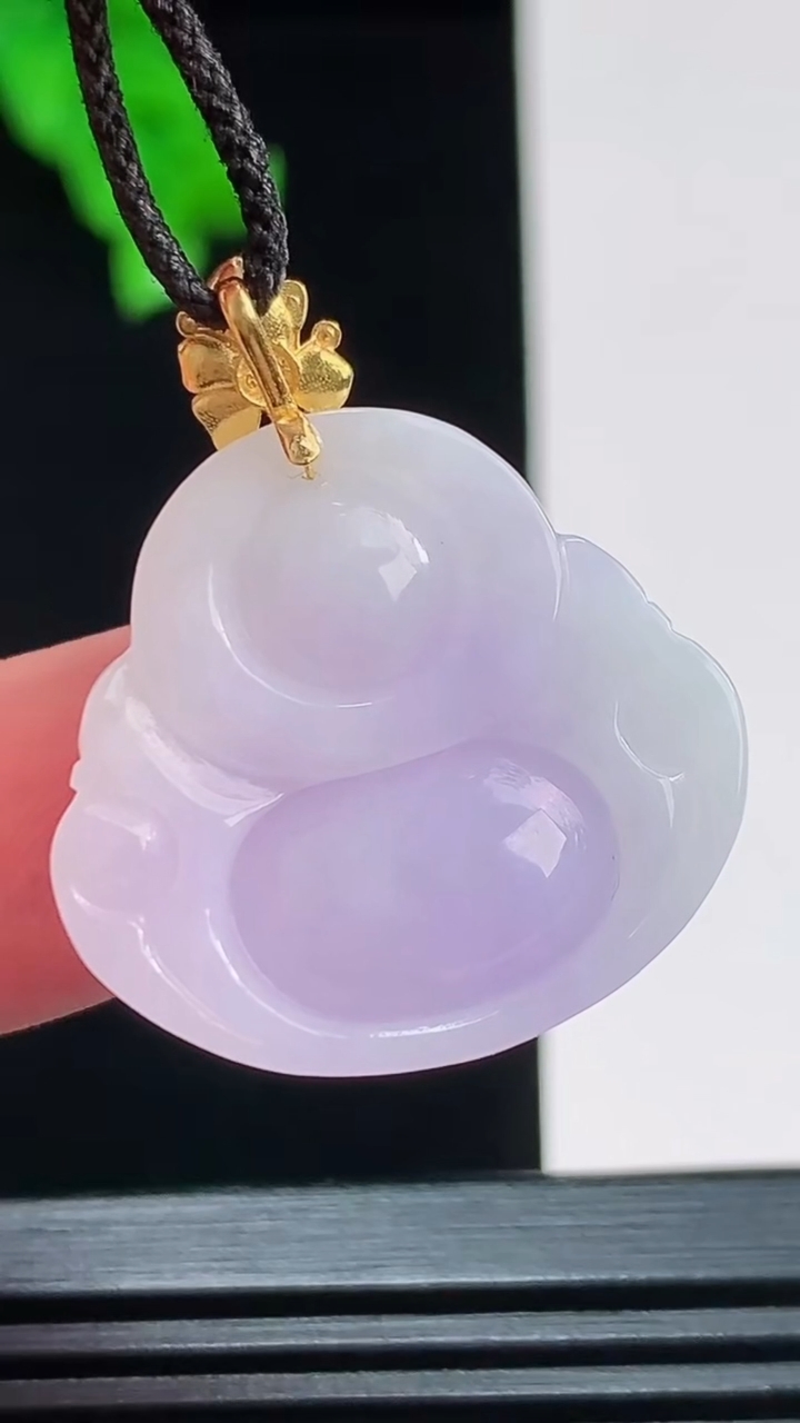 天然A货翡翠18k金紫罗兰佛公吊坠，尺寸24-26.3-8.6重量:8.00g
8月26日