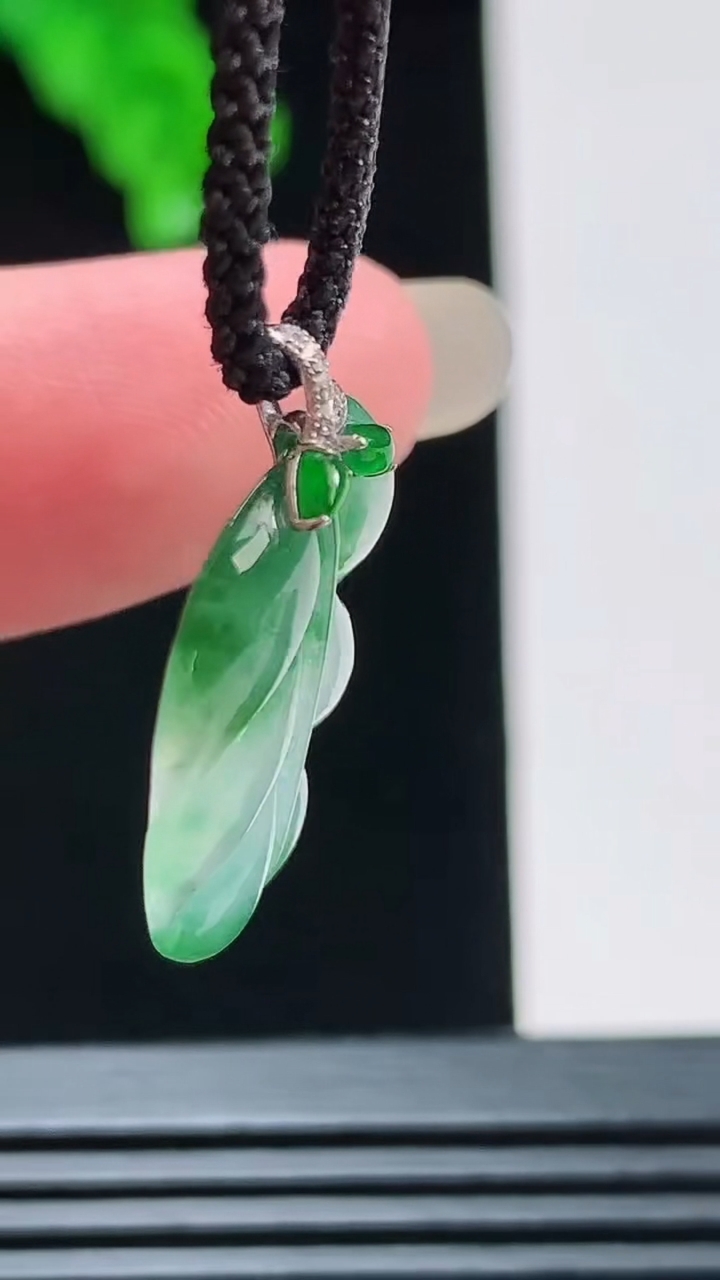 天然A货翡翠金枝玉叶 叶子吊坠，尺寸24.8-15.3-3.4重量:2.19g
8月26日
