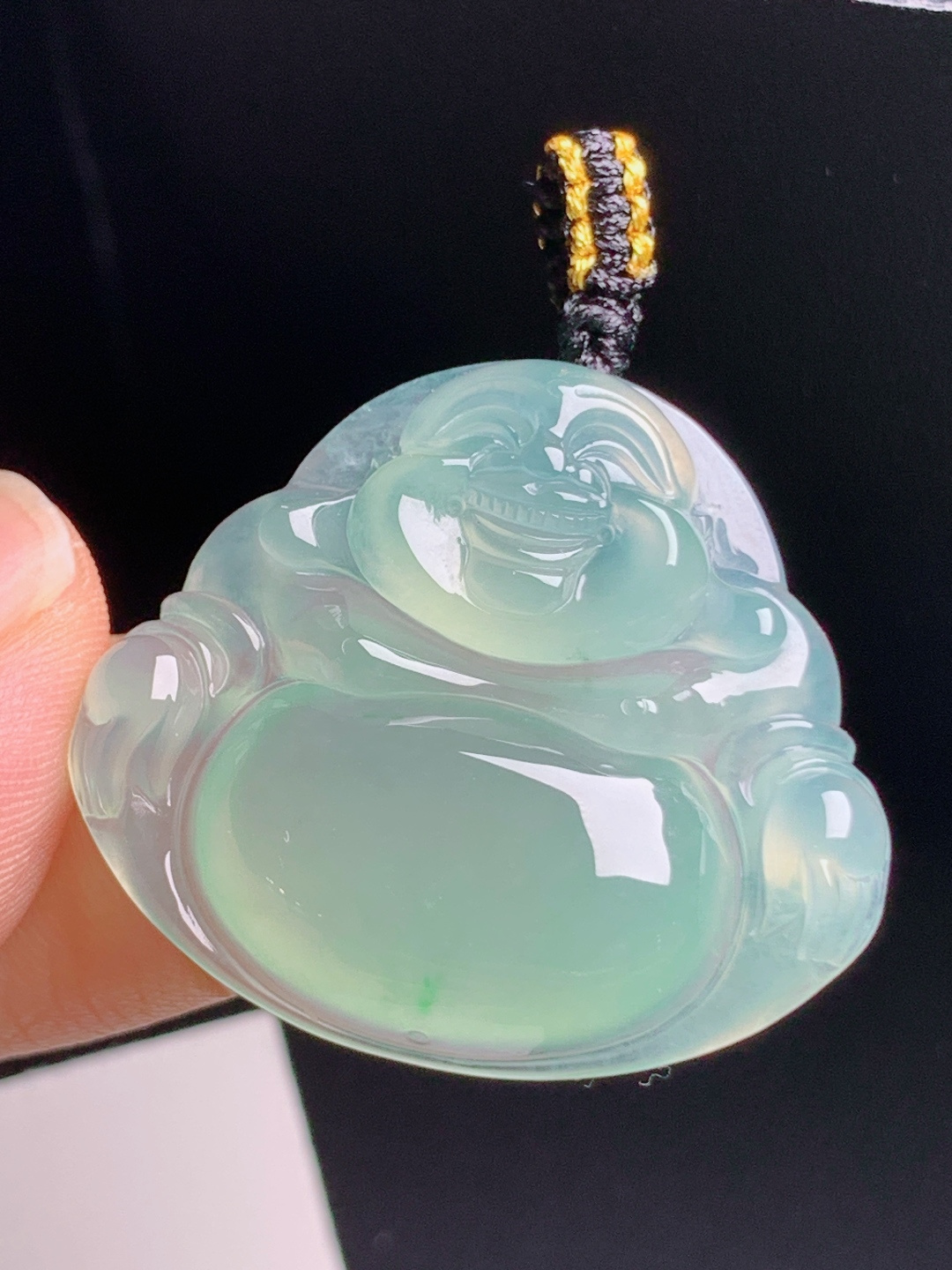 ️ 冰种佛公，胶感十足色泽清润，笑态亲和温润耐看，裸石30-33.9-6.5，010728