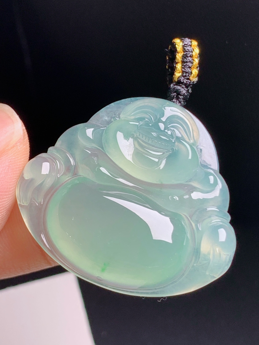 ️ 冰种佛公，胶感十足色泽清润，笑态亲和温润耐看，裸石30-33.9-6.5，010728