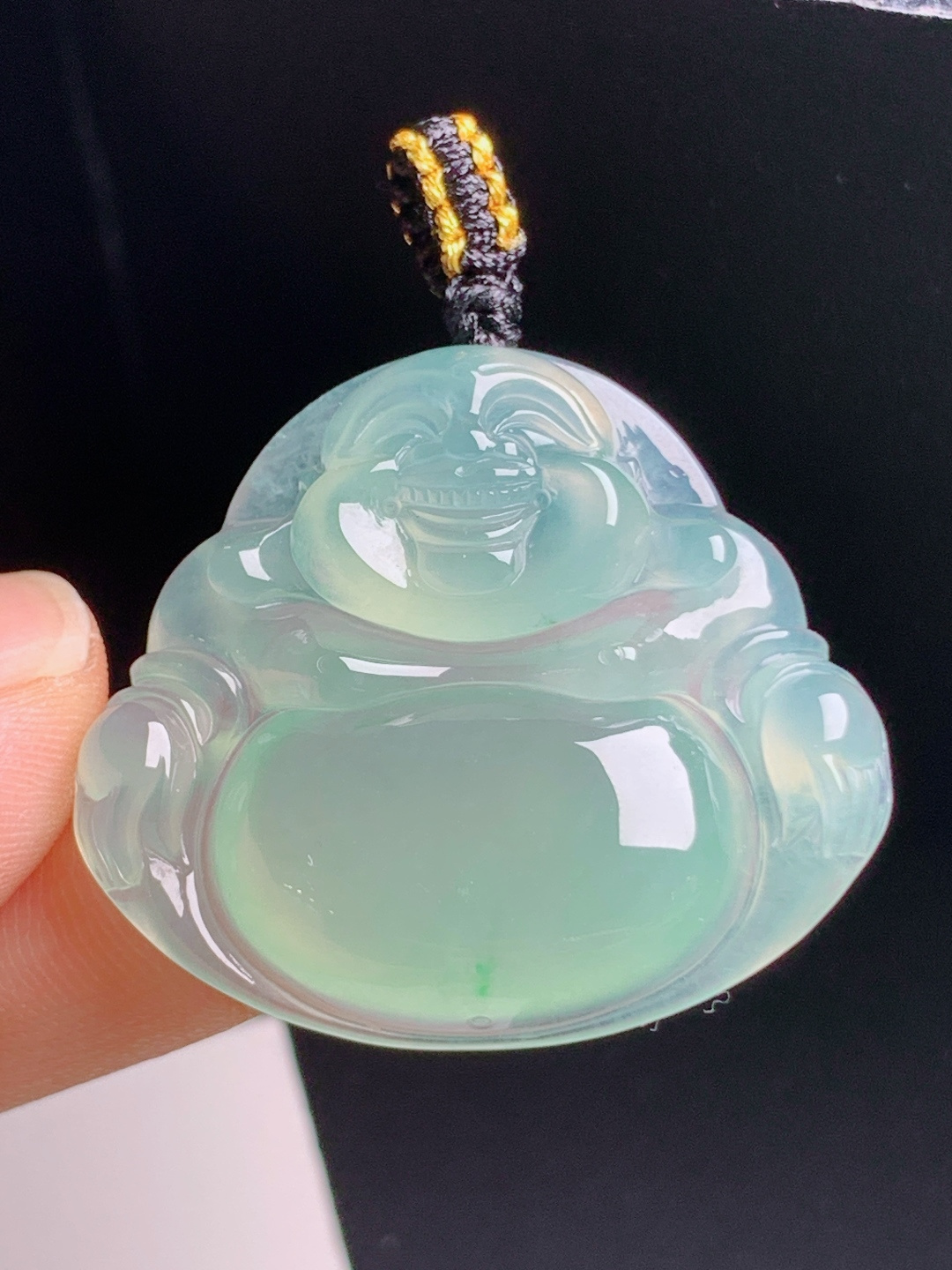 ️ 冰种佛公，胶感十足色泽清润，笑态亲和温润耐看，裸石30-33.9-6.5，010728