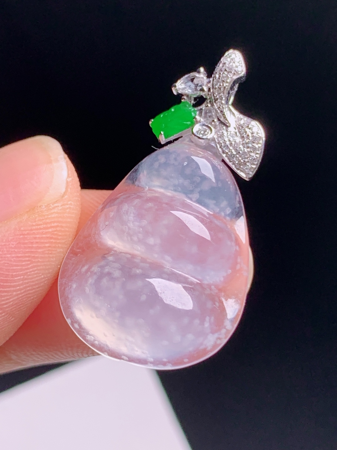 ️ 冰种福豆吊坠，冰种清透棉点灵动，版型圆润轻奢雅致