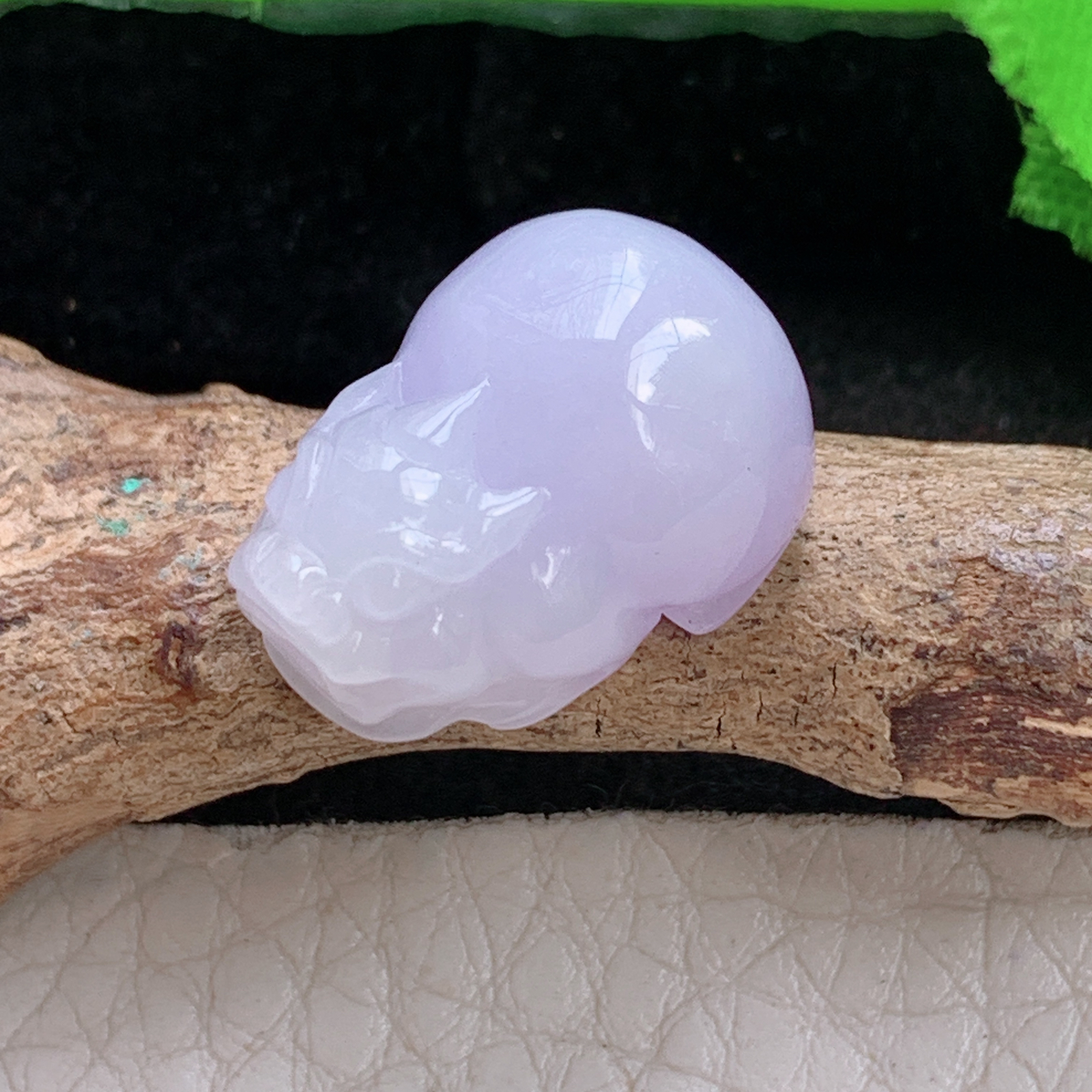 ajj实拍18*13*9缅甸翡翠精雕冰紫饱满貔貅 立体皮休玉吊坠 玉挂件