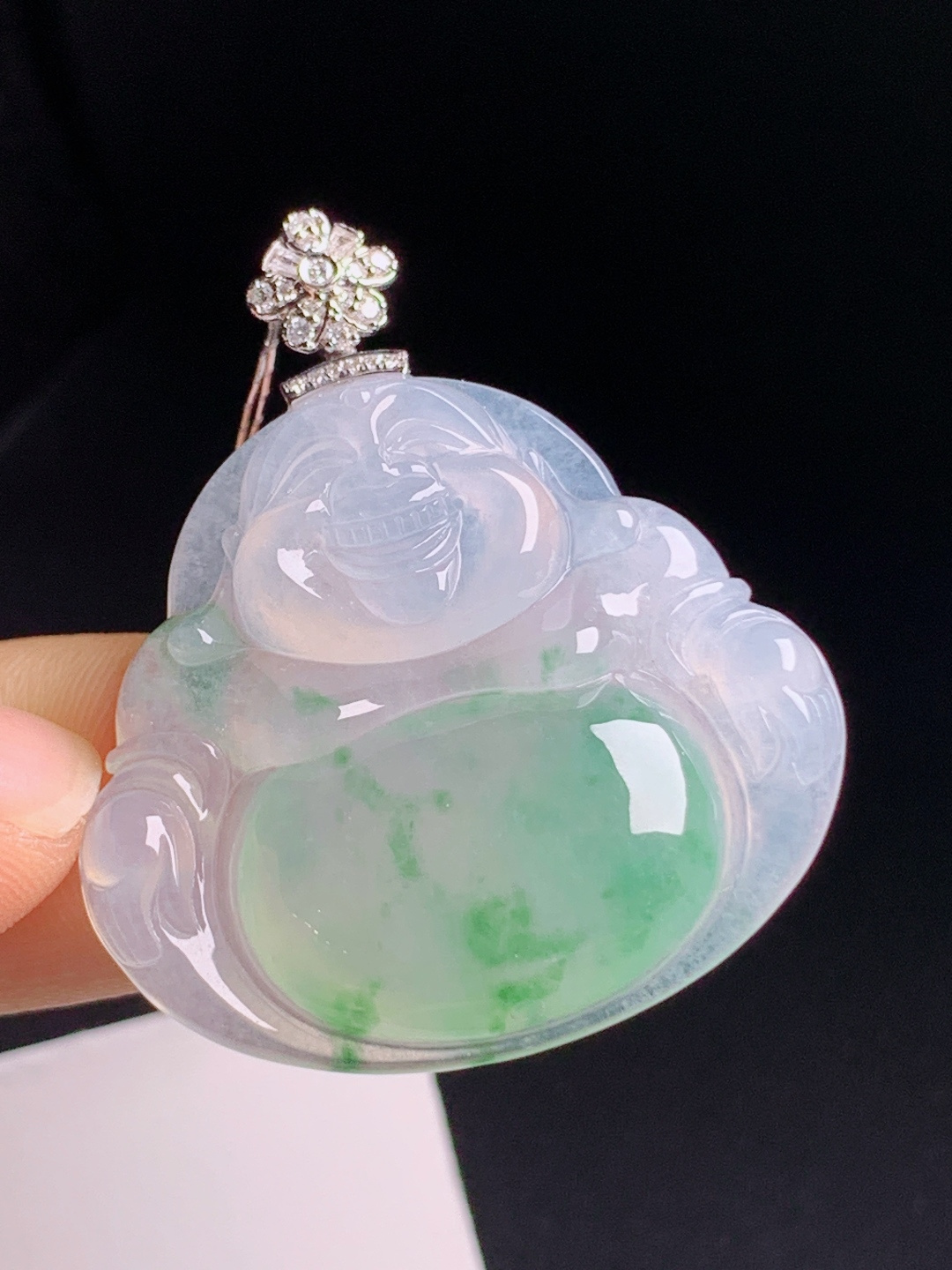 ️ 冰种飘绿佛公吊坠，冰润清透翠色点缀，温婉雅致大方，裸石31.1-34.5-6.240.2，010729
