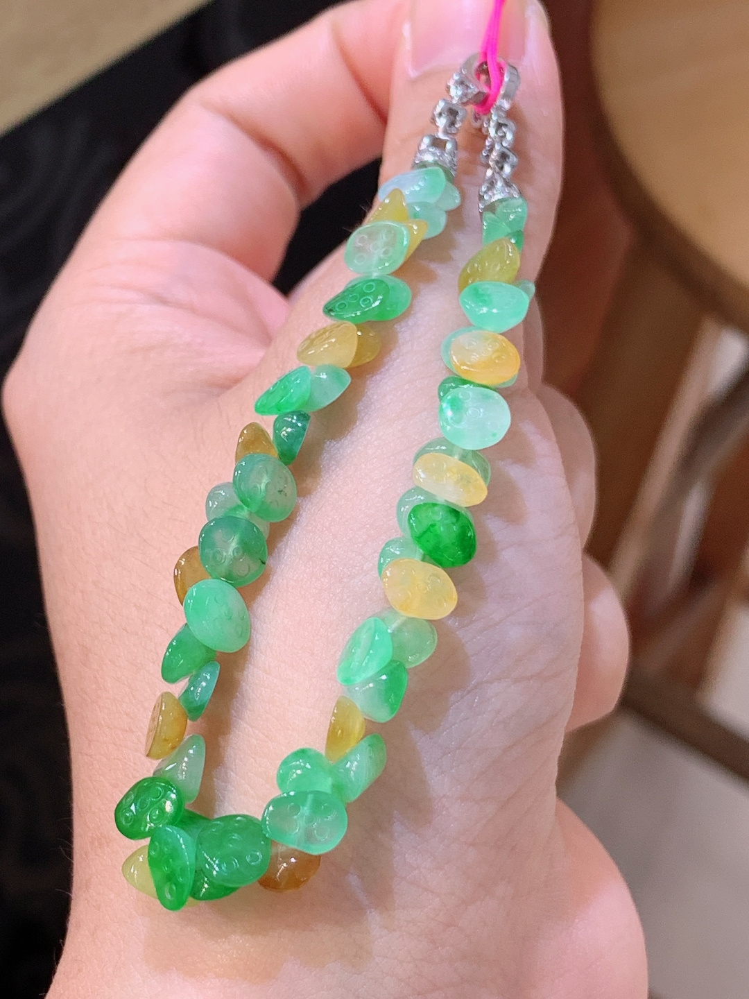 ️ 多宝莲蓬手链，晴水黄翡正阳绿多彩，随形雕刻灵动清新