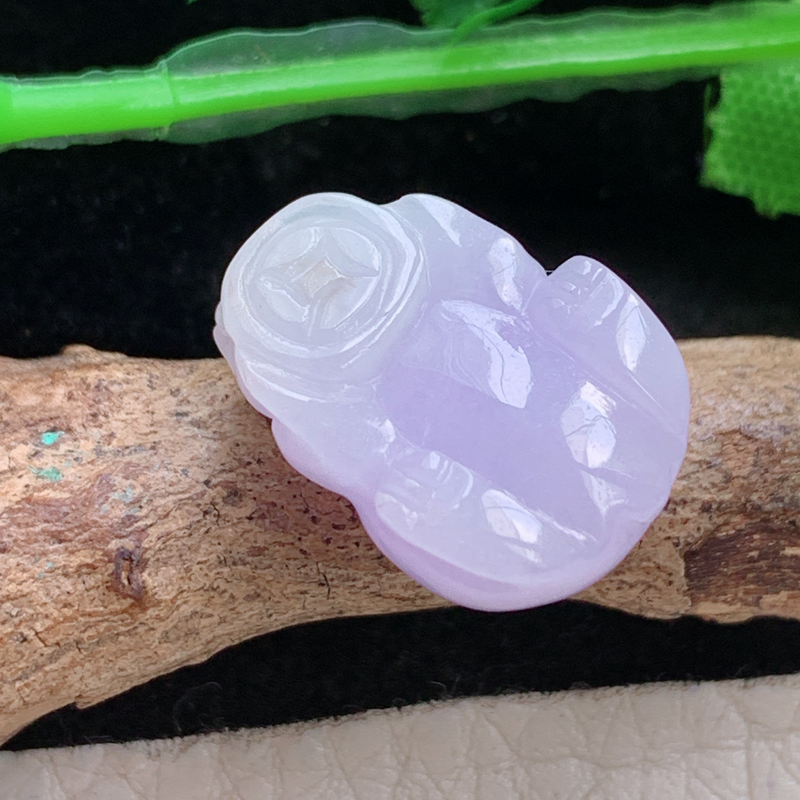 ajj实拍18*13*9缅甸翡翠精雕冰紫饱满貔貅 立体皮休玉吊坠 玉挂件