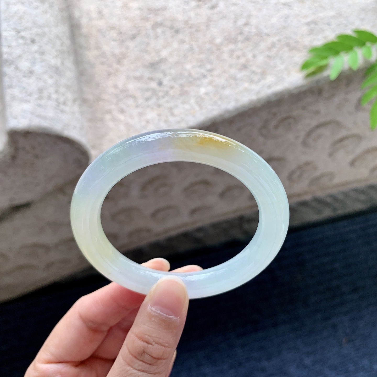 圆条51 52，圈口52.1/9.3/9，编码BA073012，冰糯黄翡，水润，种老，细腻，打灯有棉线