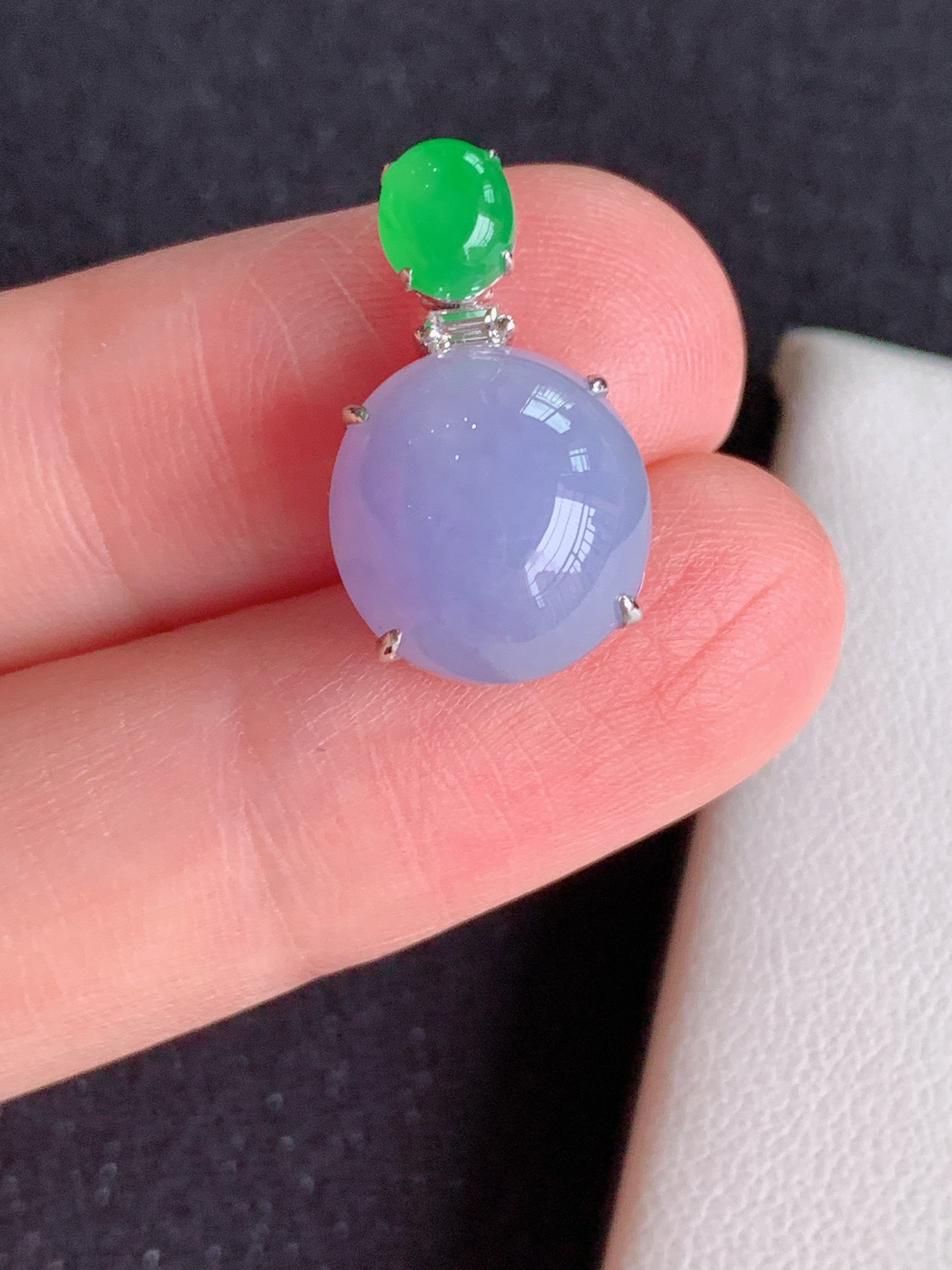 ️【18k镶嵌冰紫鸽子蛋】无裂，裸石尺寸：11 4/11 2尺寸：19 2/11 2/7 6