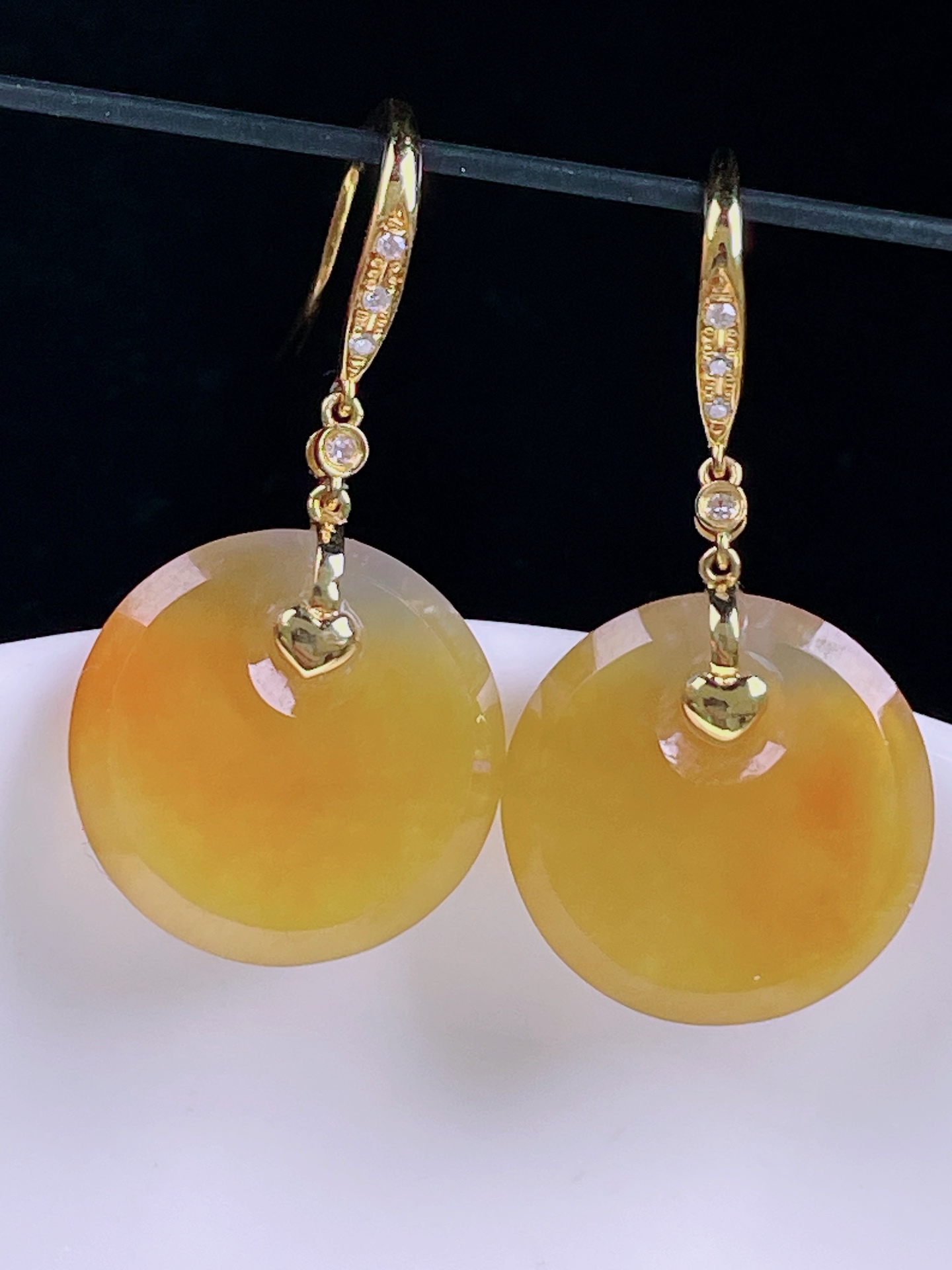 ️冰黄耳坠，老种起光，细底通透，尺寸：裸石15.6/3mm0731