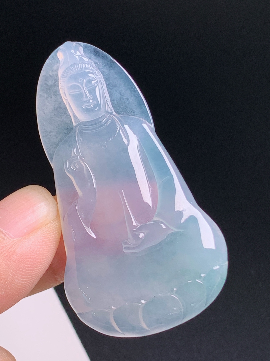 ️ 冰种素衣观音，清透淡雅体态温婉，胶感十足平安护身，裸石53.6-29.1-5.2