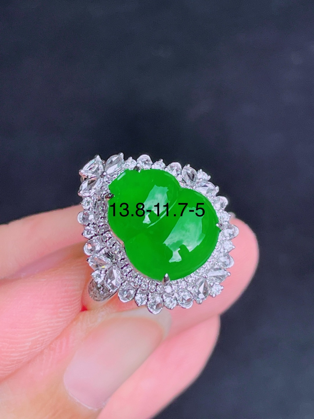 ️高冰绿葫芦戒指 晶莹剔透，新颖时尚，品相，13.8-11.7-5