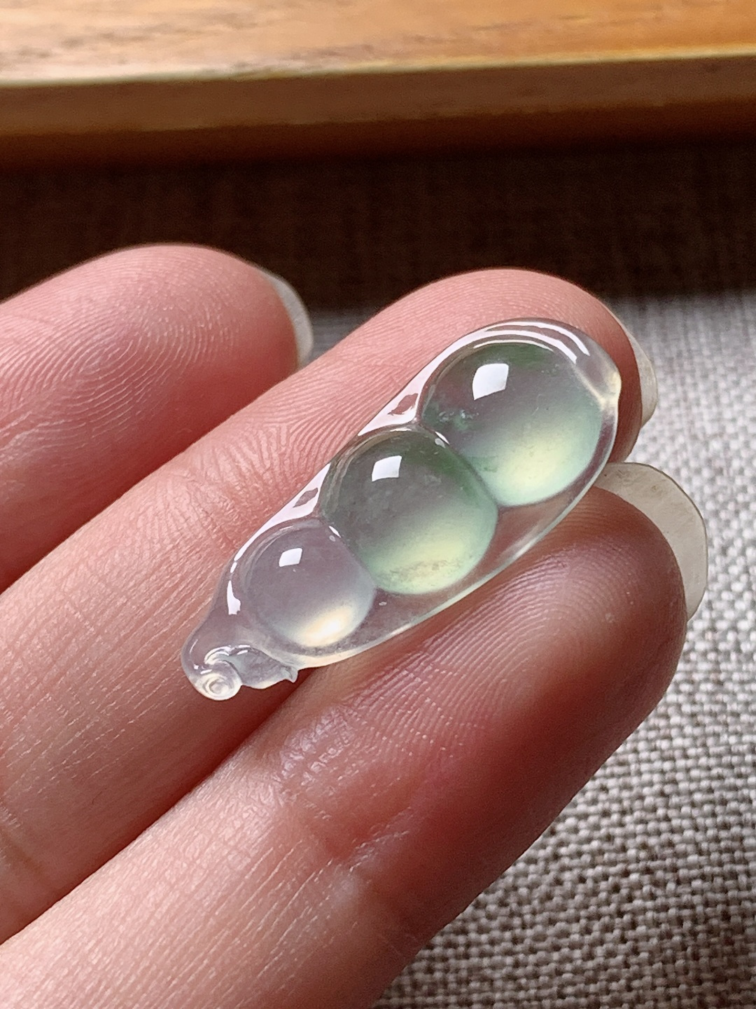 ️冰种飘花四季豆，水润种老 0801 尺寸25.2*10.2*4.4