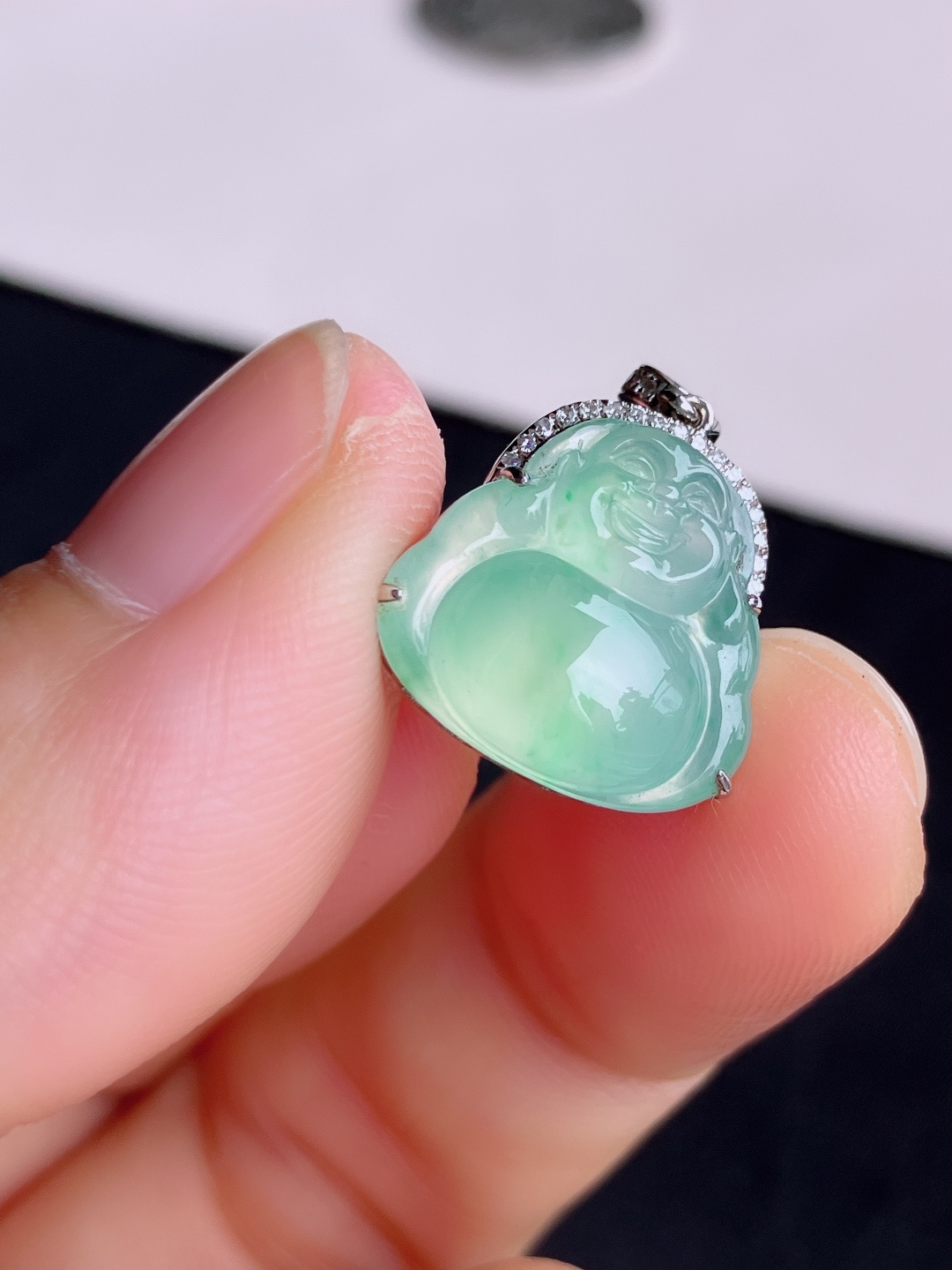 甜绿小佛，晶莹剔透，尺寸15/14.3/7.6/自然光实拍