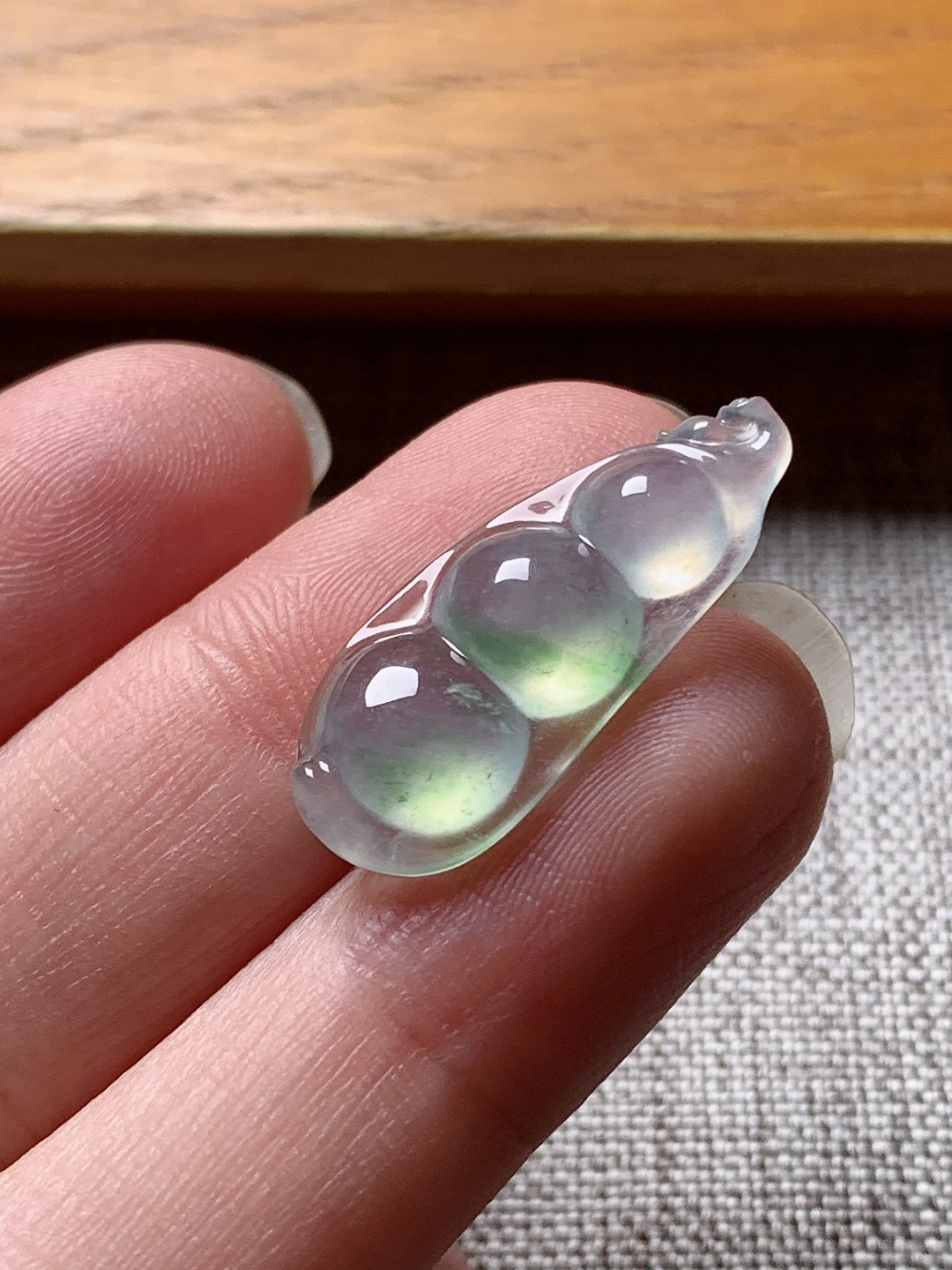 ️冰种飘花四季豆，水润种老 0801 尺寸25.2*10.2*4.4