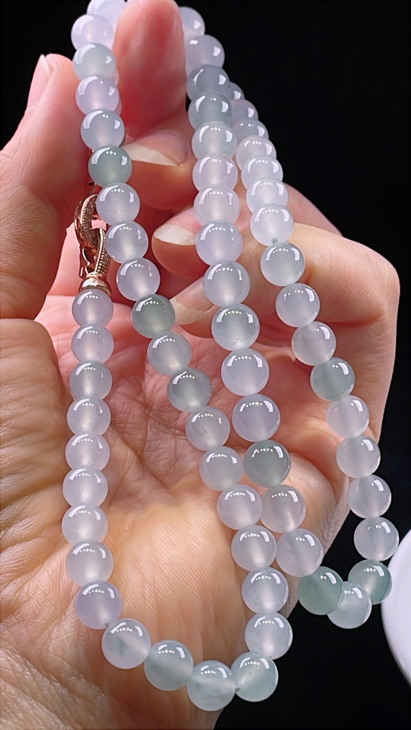 ️高冰珠链，老种起光，细底通透，尺寸：7.6mm0801